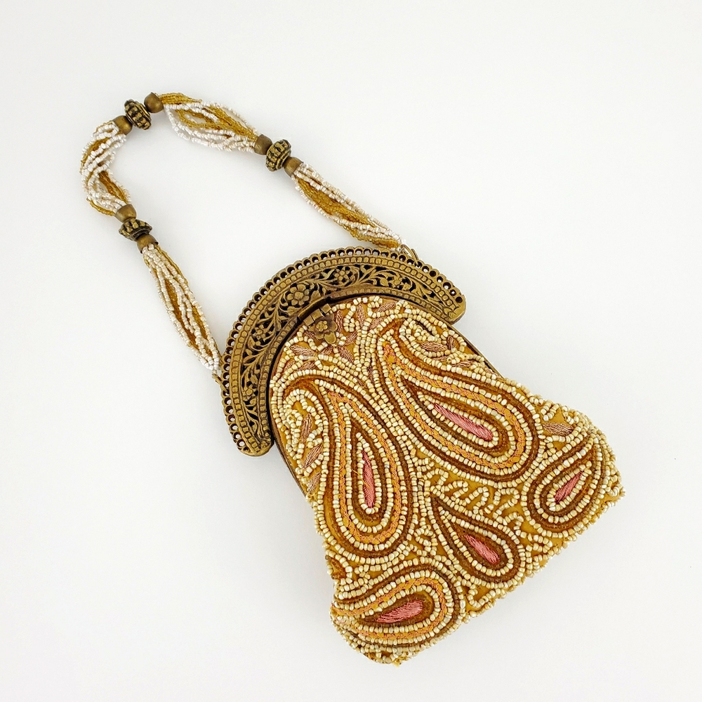 Vintage Gatsby Paisley Beaded Evening Purse